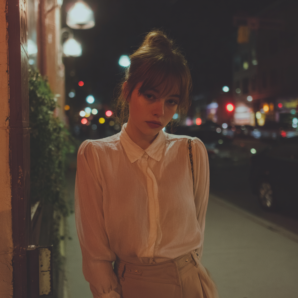 Una mujer emocionada de pie en una acera | Fuente: Midjourney