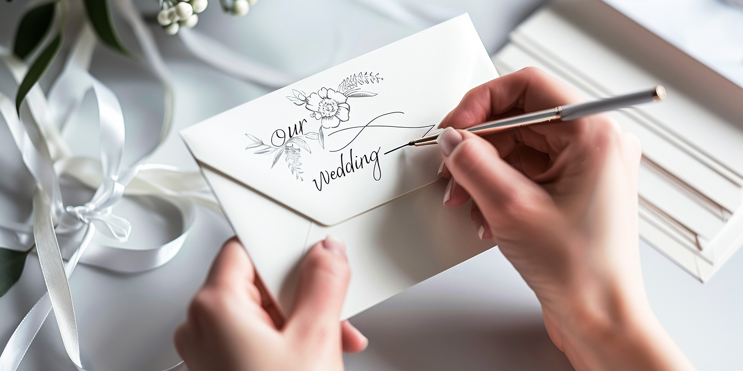 Una persona escribiendo una invitación de bodas | Fuente: Freepik