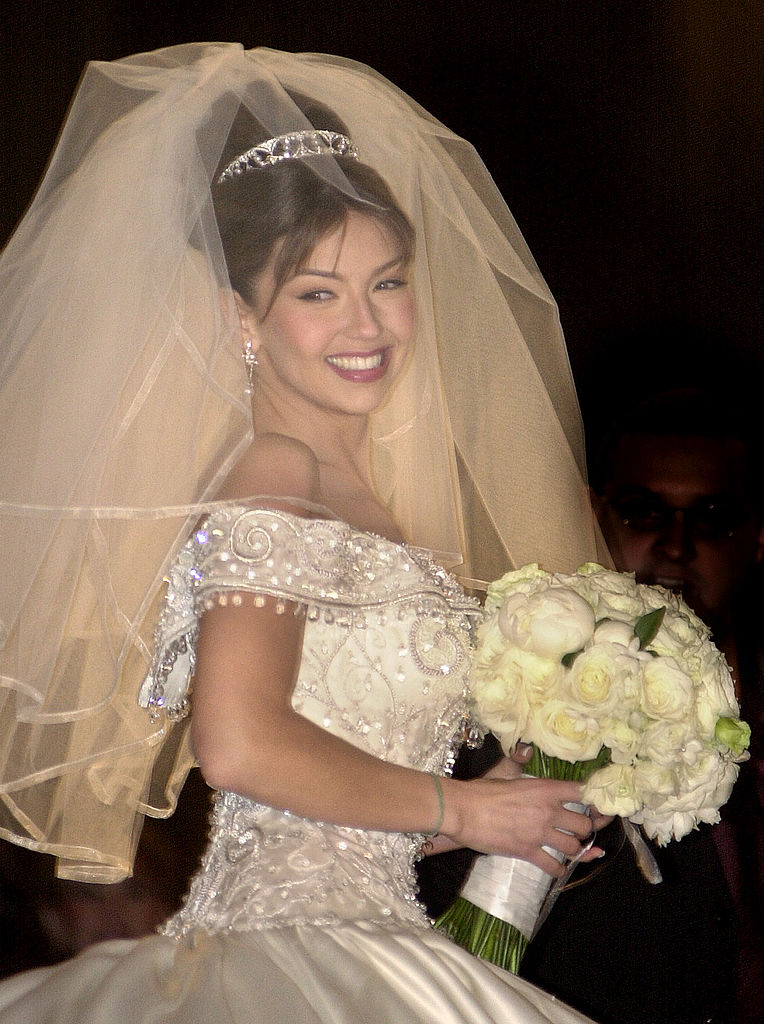 Thalía el día de su boda con Tommy Mottola en 2000. | Foto: Getty Images