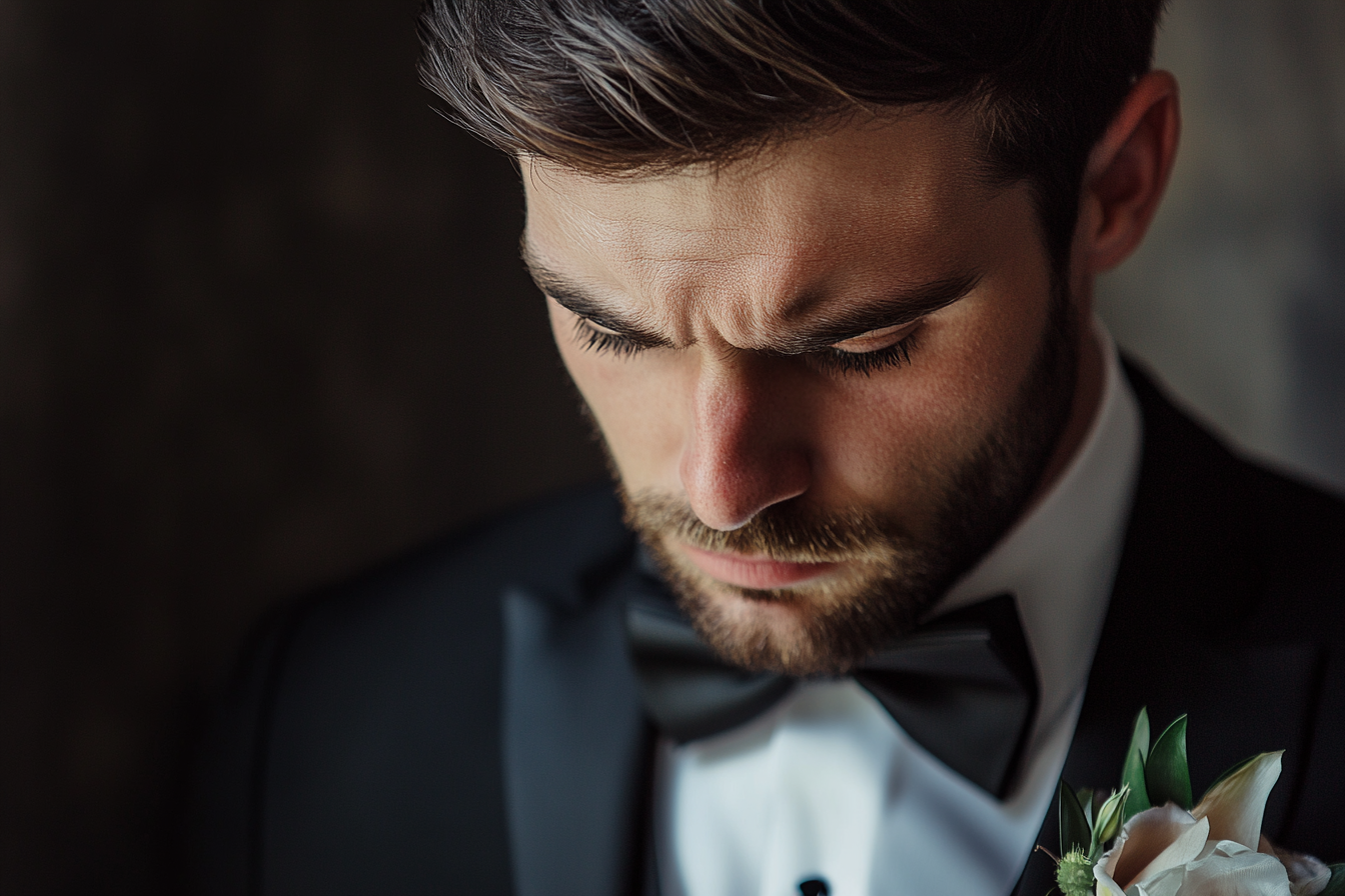 Un novio con la cabeza colgando | Fuente: Midjourney