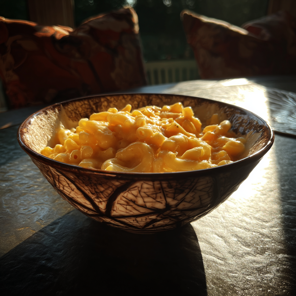 Un cuenco de macarrones con queso | Fuente: Midjourney