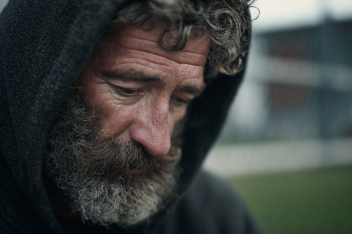 Un hombre mirando hacia abajo | Fuente: Midjourney