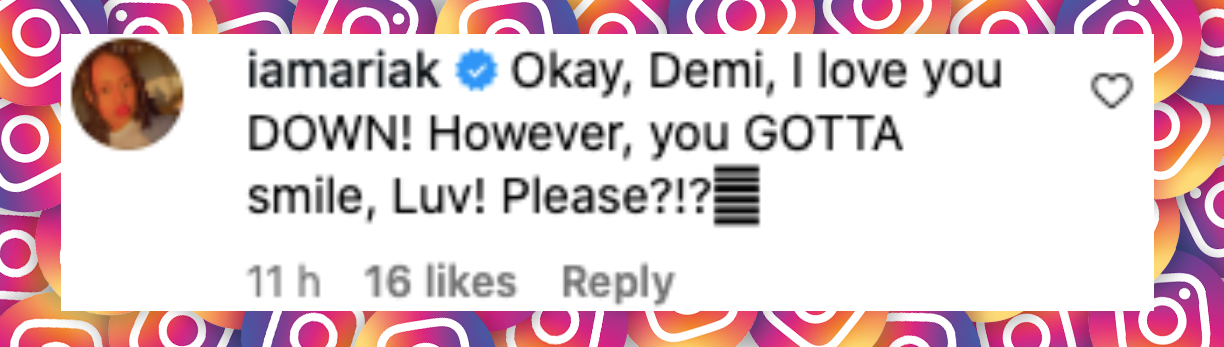 Comentario de un internauta sobre Demi Lovato, publicado el 26 de mayo de 2025: "De acuerdo, Demi, ¡te amo MUCHO! Sin embargo, ¡TIENES que sonreír, cariño! ¿¡¿Por favor?!? | Fuente: Instagram/voguemagazine