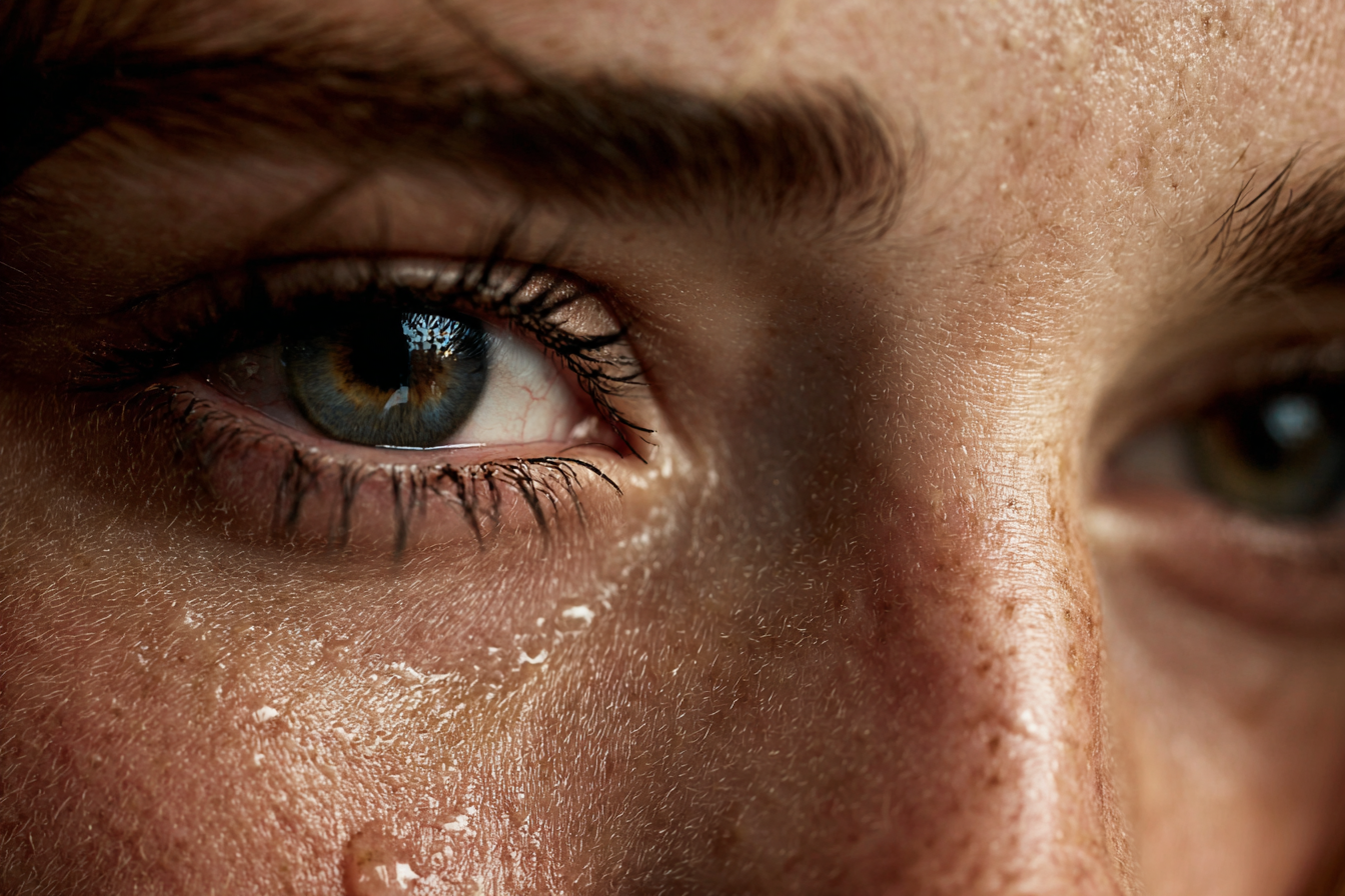 Lágrimas en los ojos de una mujer | Fuente: Midjourney