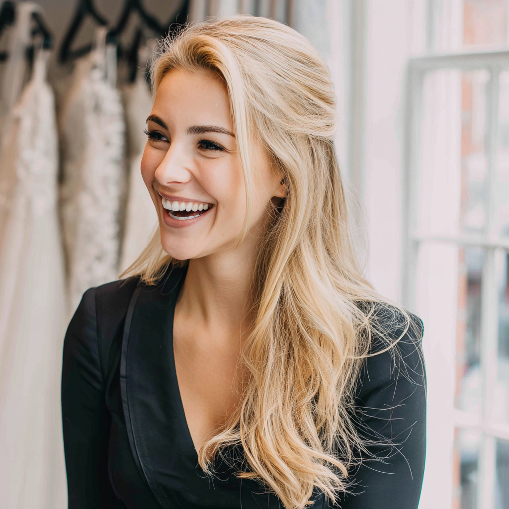 Una mujer riendo | Fuente: Midjourney