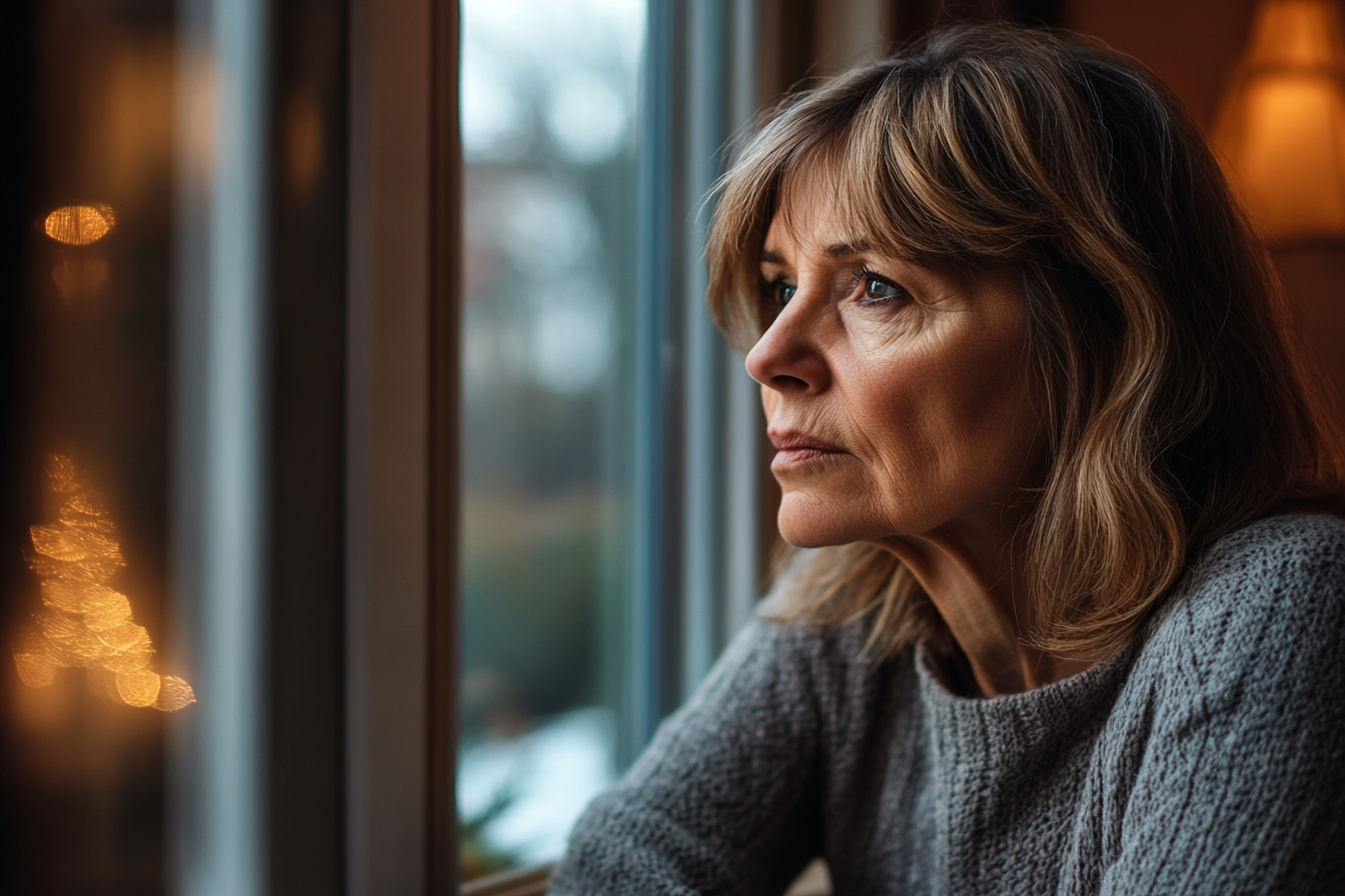 Una mujer mirando por la ventana | Fuente: Midjourney