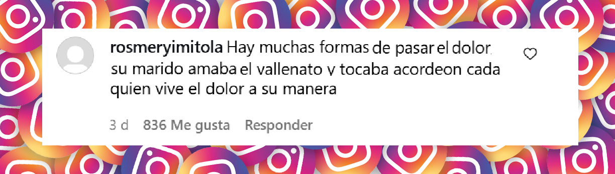 Comentario de una usuaria sobre María Claudia Tarazona, viuda Miguel Uribe. | Fuente: Instagram/Politica Heroica.