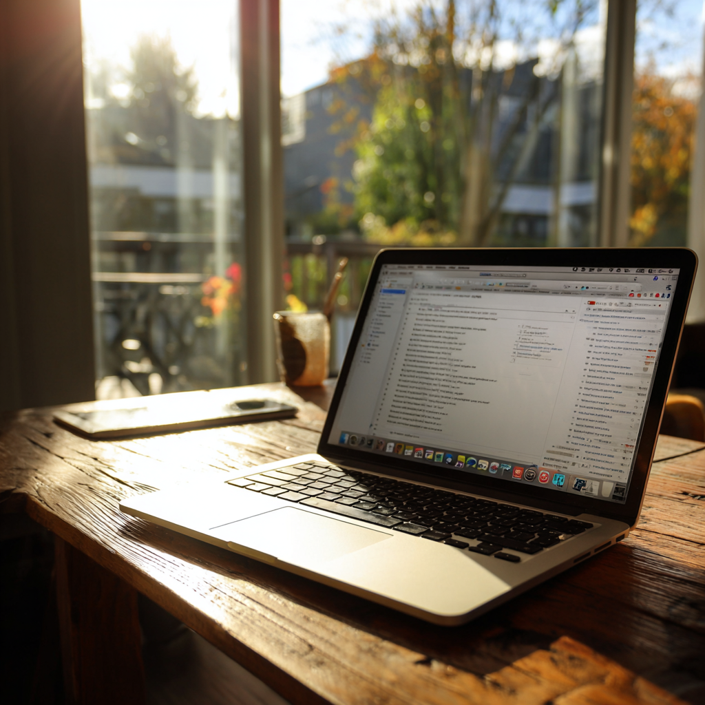 Un portátil abierto sobre una mesa | Fuente: Midjourney