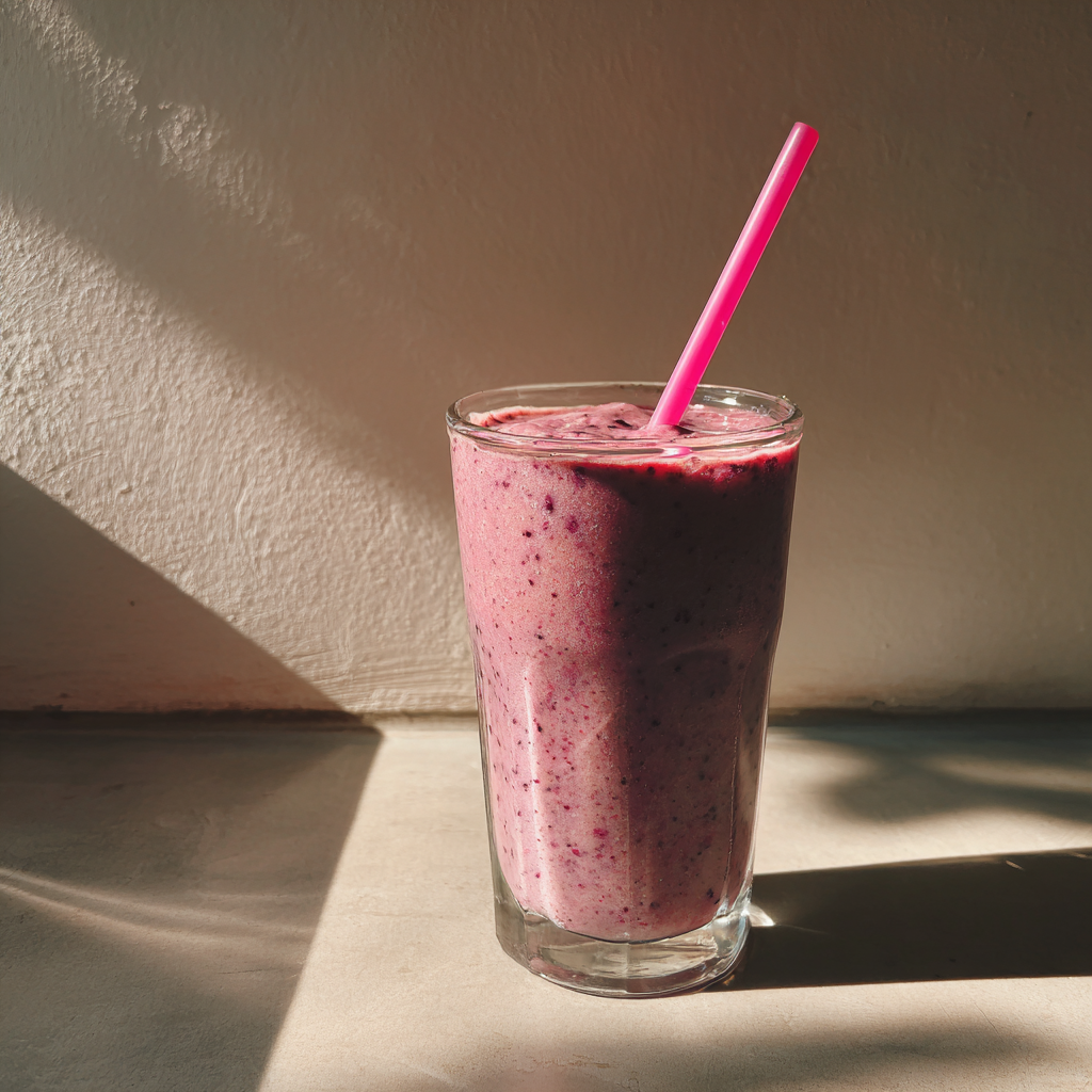 Un batido con pajita en un mostrador | Fuente: Midjourney
