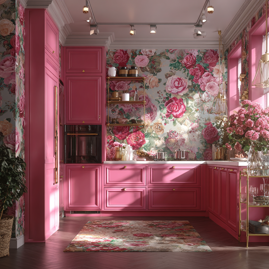 Una cocina rosa | Fuente: Midjourney