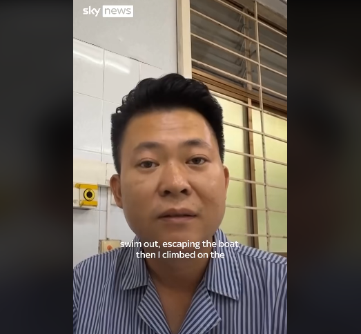 Dang Anh Tuan, superviviente del naufragio narra lo ocurrido. | Fuente: TikTok/skynews.