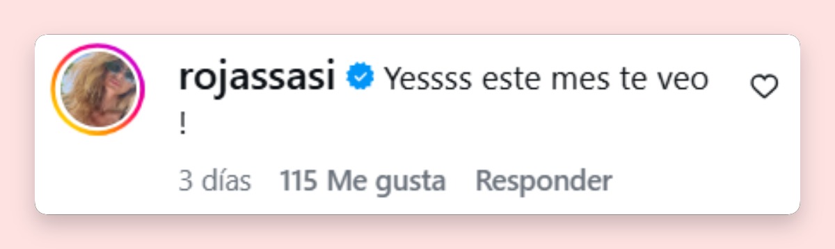 Otro comentario de Sabrina Rojas que promete también hacer su pasada por el estudio del estilista | Fuente: Instagram/karinamazzocco