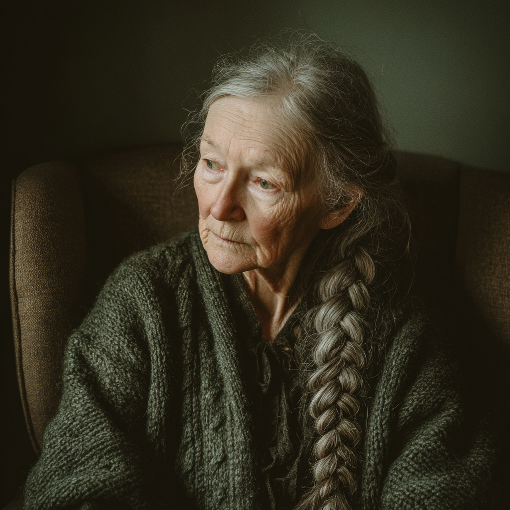 Una anciana sentada en un sillón | Fuente: Midjourney