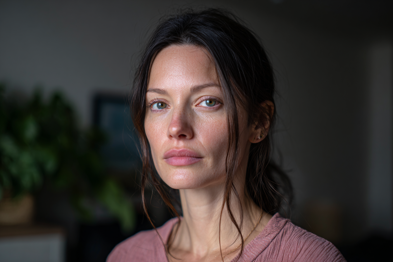 Una mujer de pie en su casa | Fuente: Midjourney