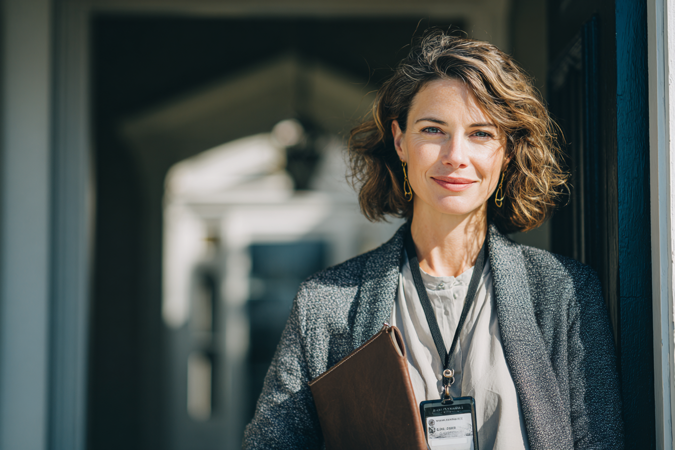 Una mujer delante de una casa | Fuente: Midjourney