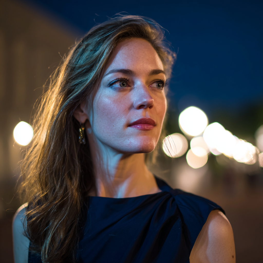 Una mujer con un vestido azul marino | Fuente: Midjourney