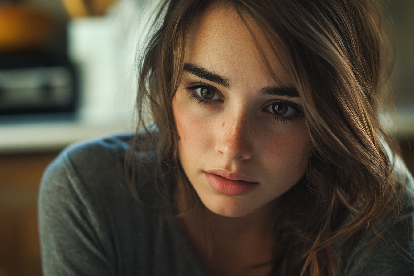 Una mujer seria | Fuente: Midjourney