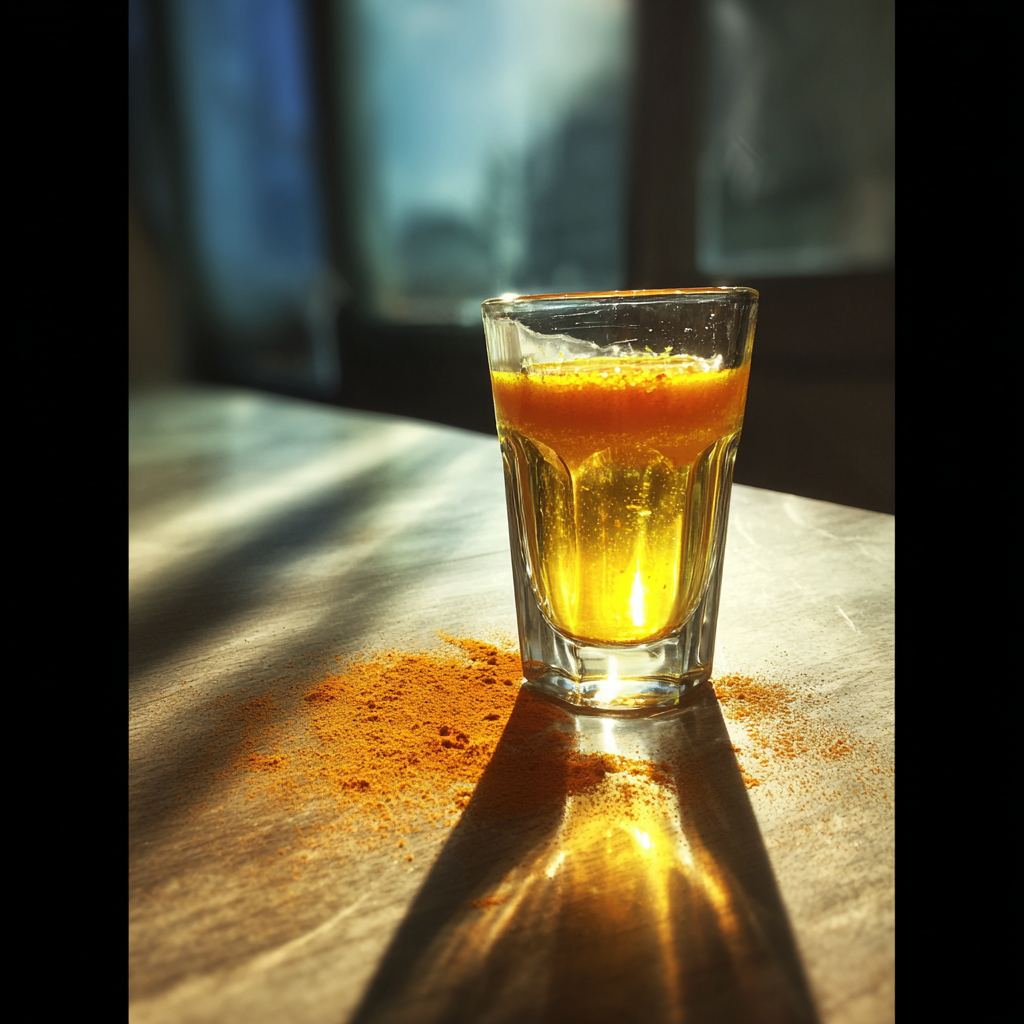 Un trago de agua de cúrcuma | Fuente: Midjourney