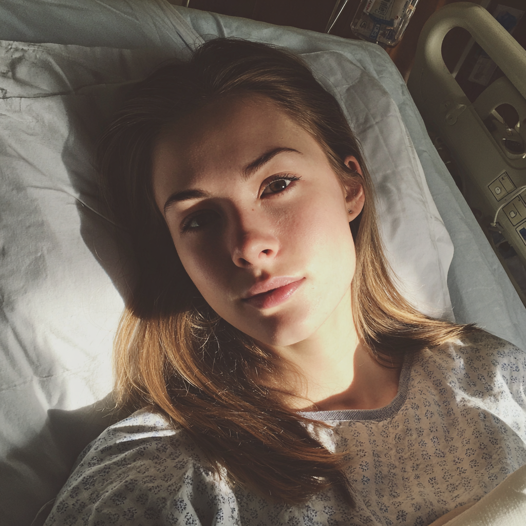 Una mujer tumbada en una cama de hospital | Fuente: Midjourney