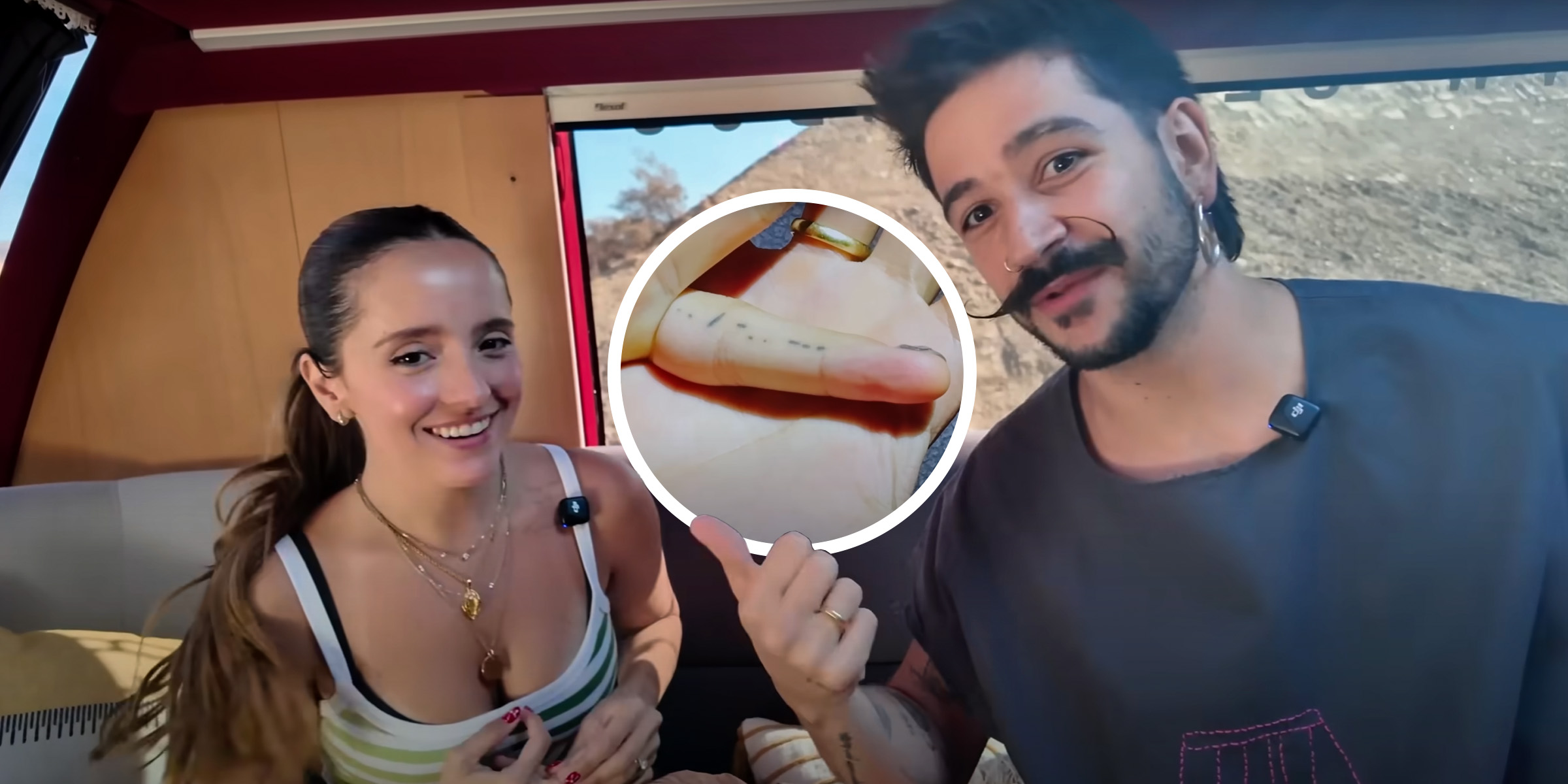 Evaluna Montaner y Camilo Echeverry | Un tatuaje pequeño en un dedo | Fuente: YouTube.com/camiloyevaluna