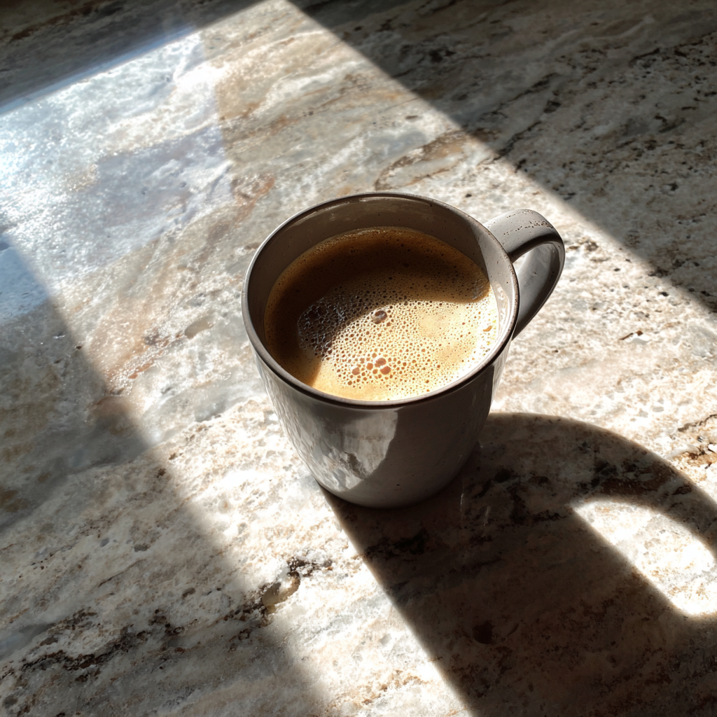 Una taza de café en la encimera de una cocina | Fuente: Midjourney