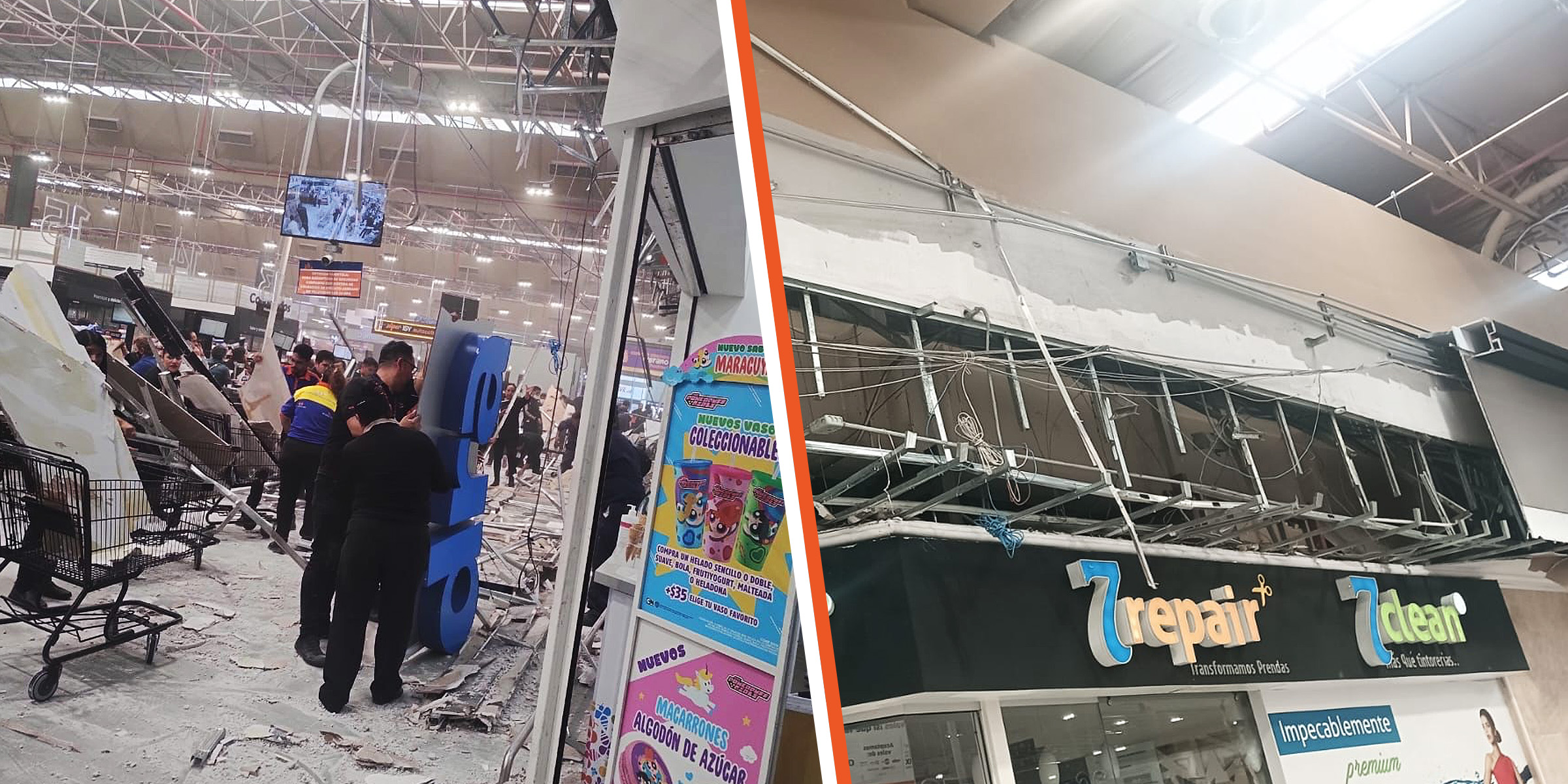 Colapsa techo de tienda de conveniencia en México. | Fuente: X/vialhermes