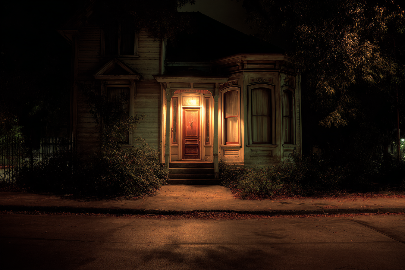 Una casa de noche | Fuente: Midjourney