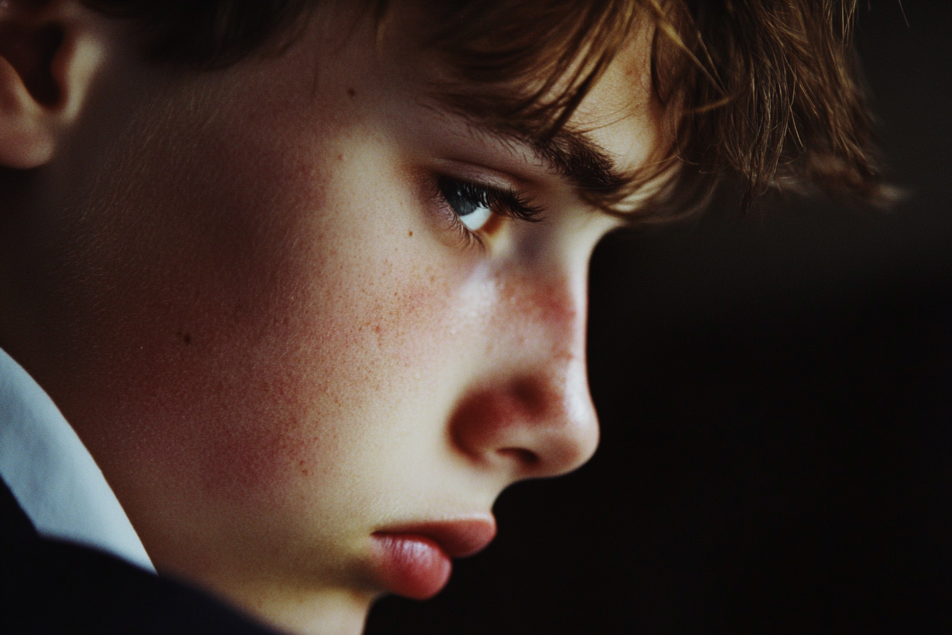 Un adolescente mirando por encima de un hombro | Fuente: Midjourney