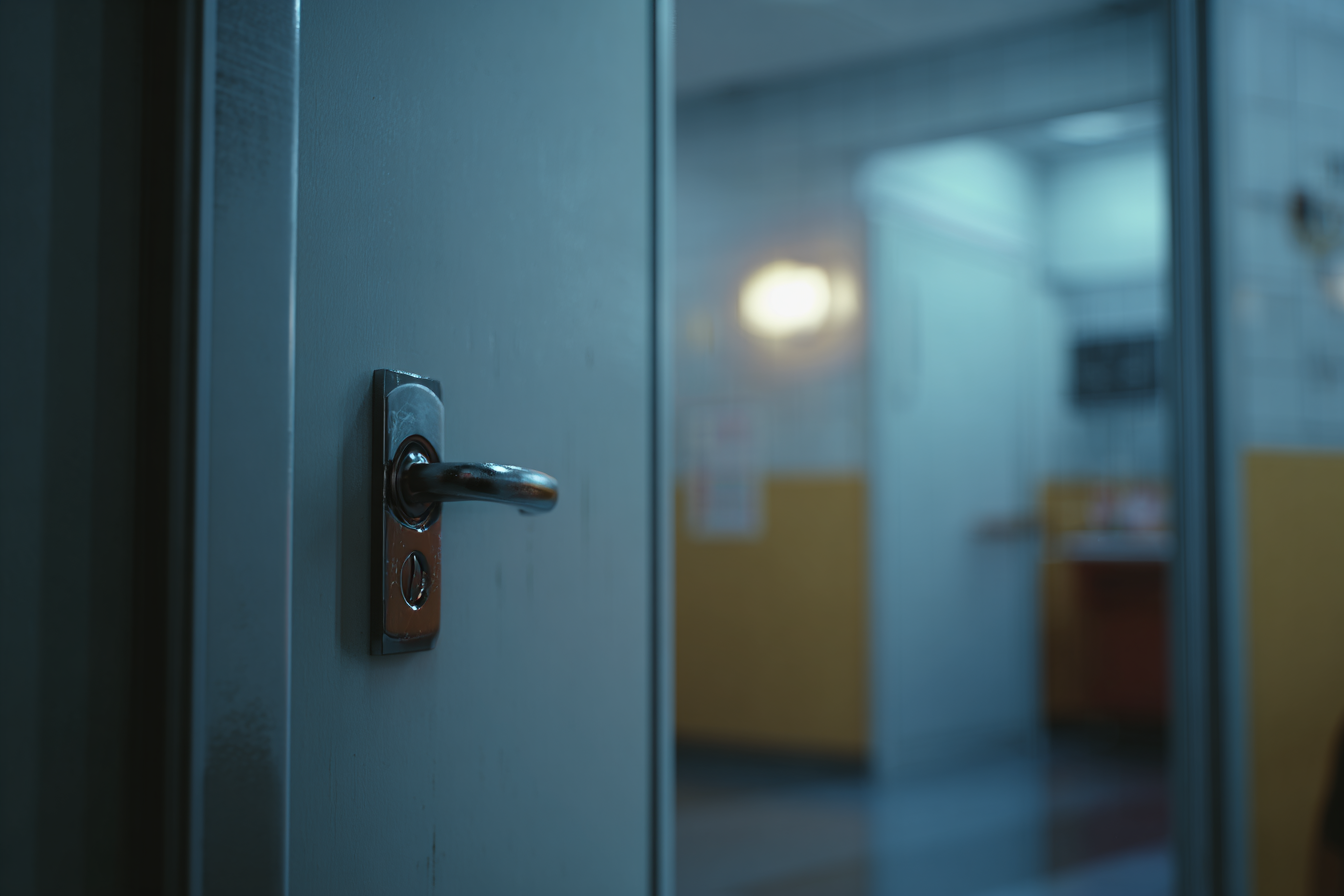 La puerta de una habitación de hospital | Fuente: Midjourney