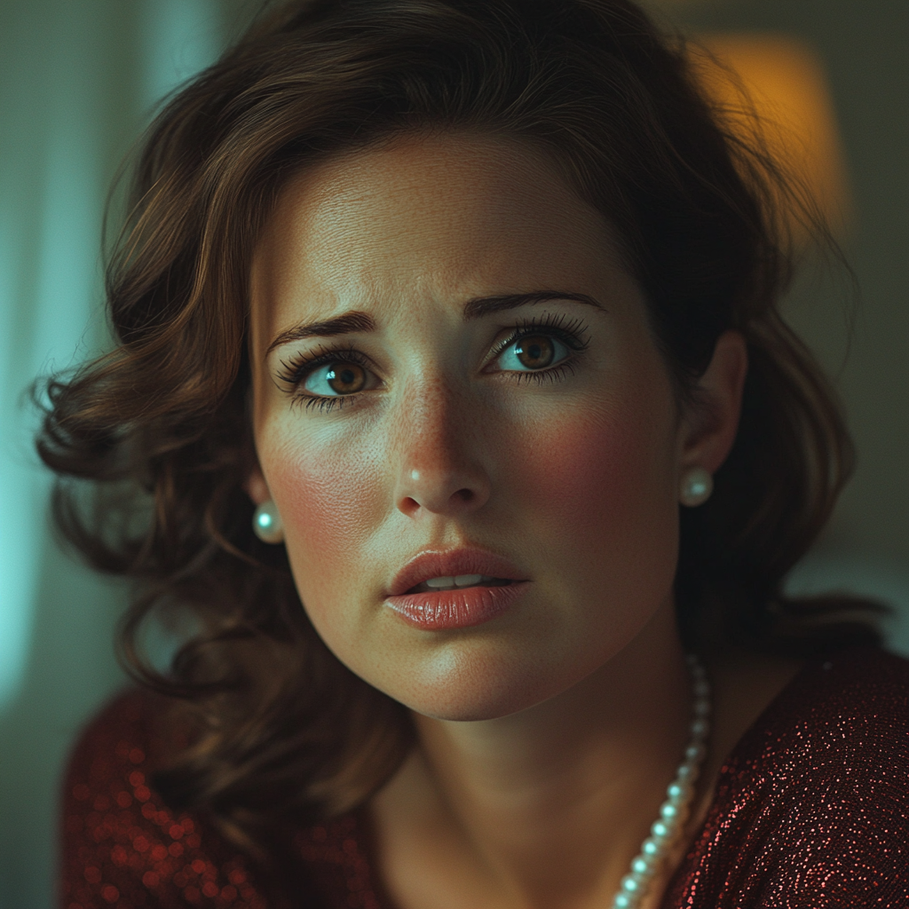 Una mujer angustiada | Fuente: Midjourney