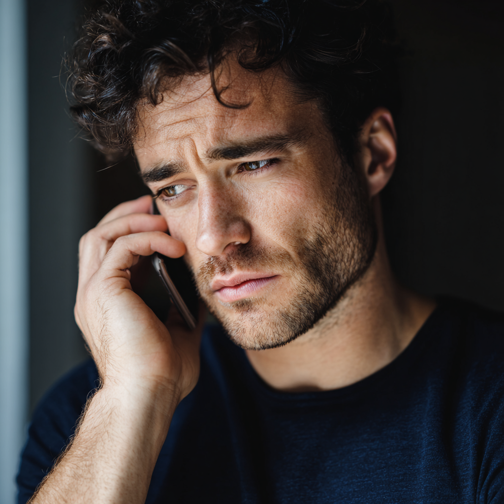 Un hombre preocupado hablando por teléfono | Fuente: Midjourney
