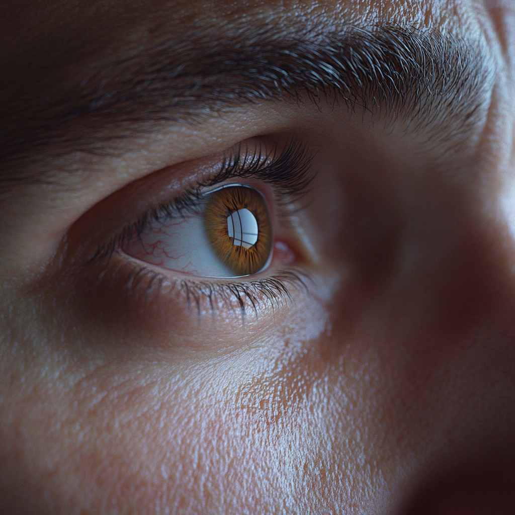 Un primer plano del ojo de un hombre | Fuente: Midjourney