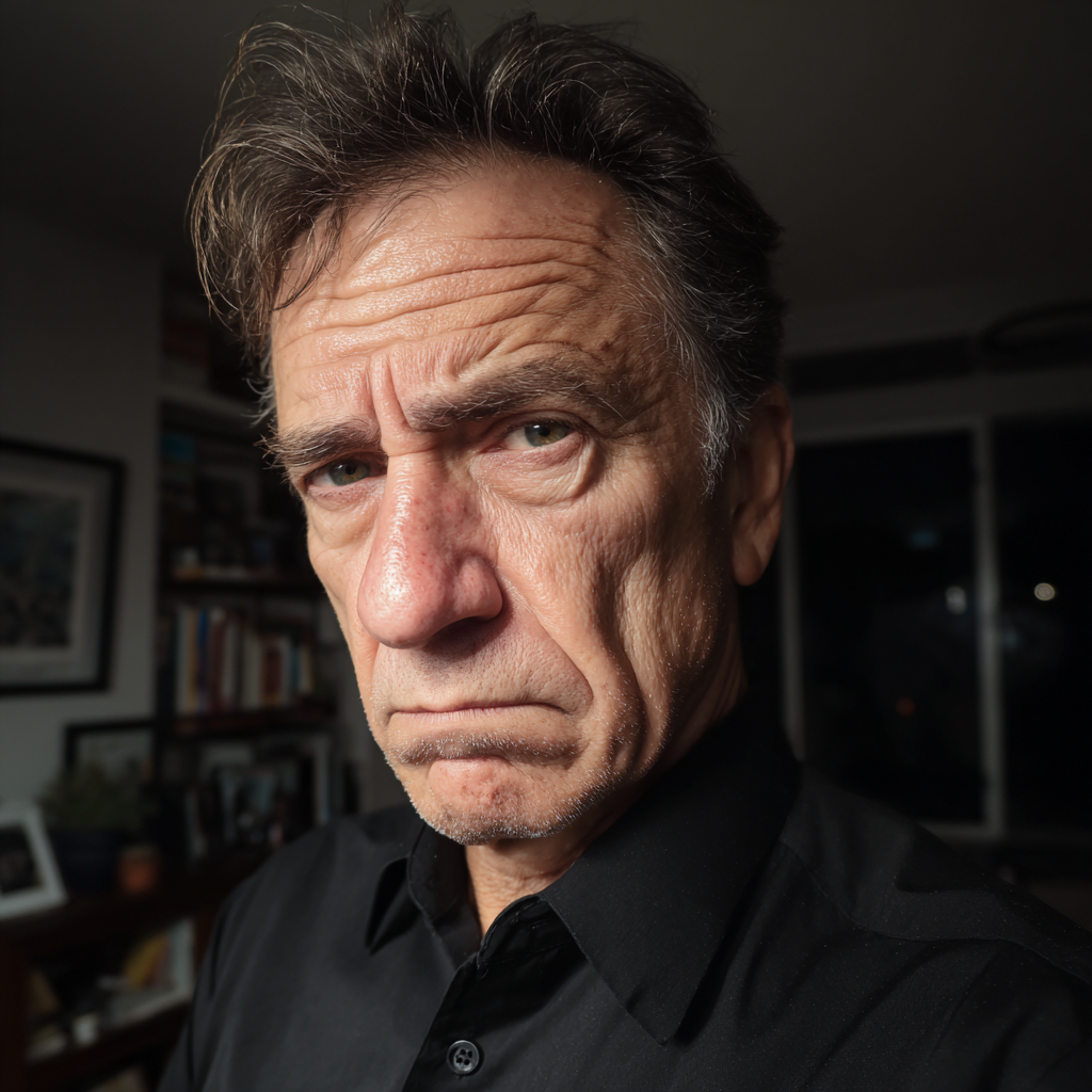 Primer plano de un hombre alterado | Fuente: Midjourney