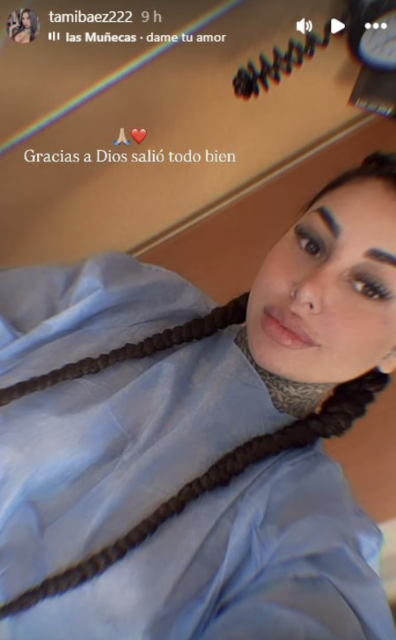 Tamara Báez mostrando los resultados de sus cirugías y su recuperación | Fuente: Instagram Stories/tamibaez222