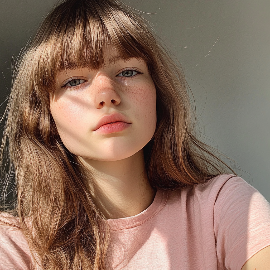 Una adolescente con flequillo | Fuente: Midjourney