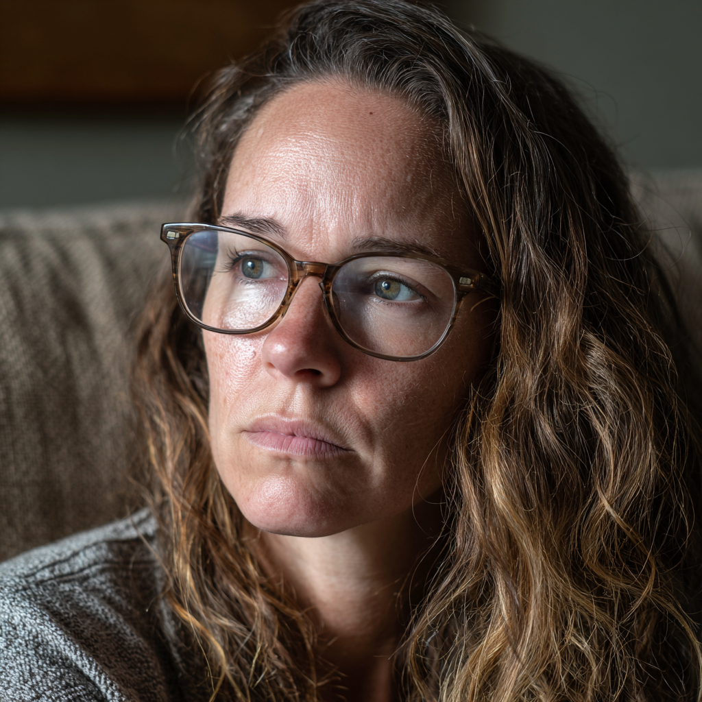Un primer plano de una mujer emocional | Fuente: Midjourney
