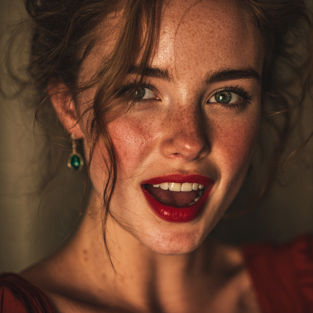 Una mujer riendo | Fuente: Midjourney