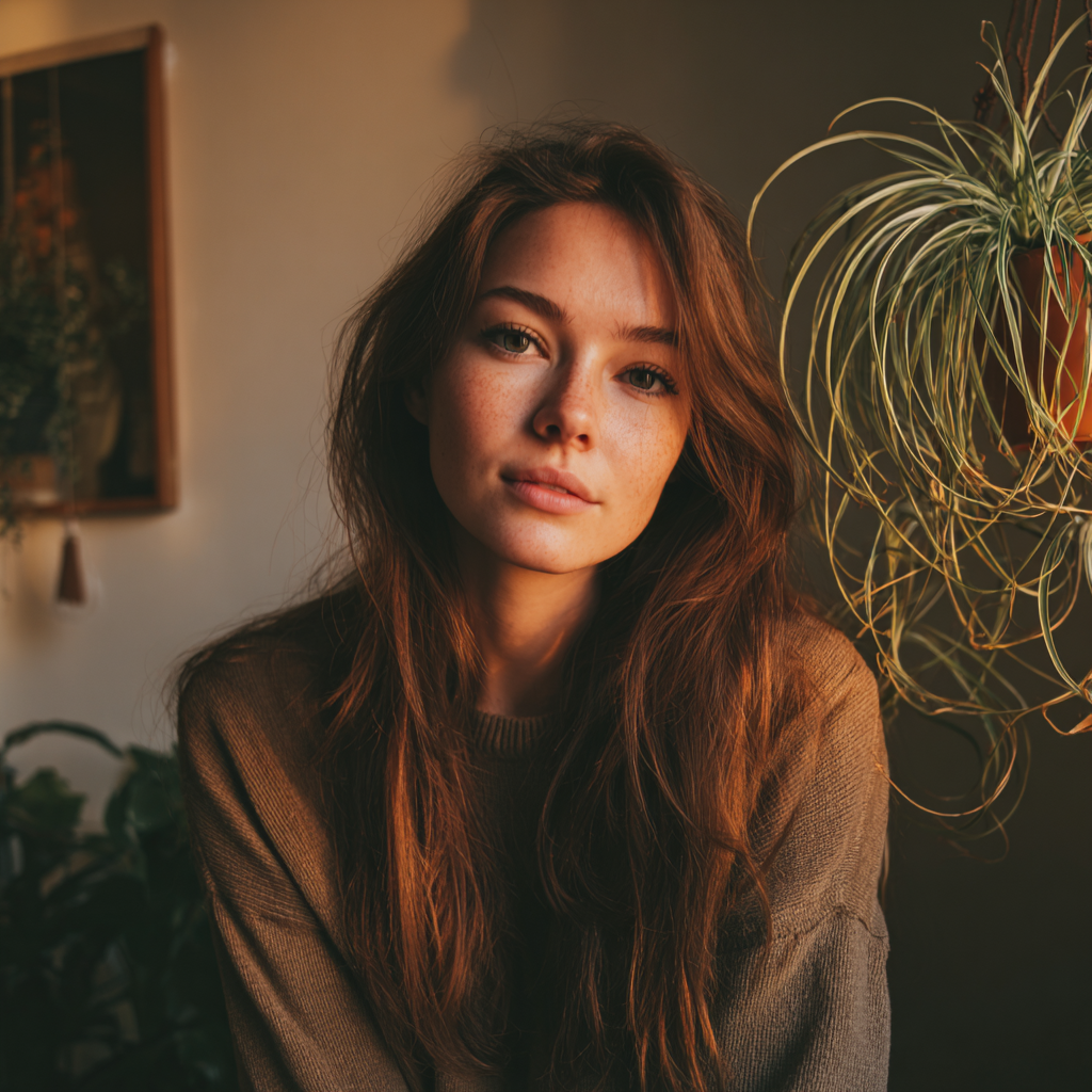 Una mujer algo nostálgica | Fuente: Midjourney