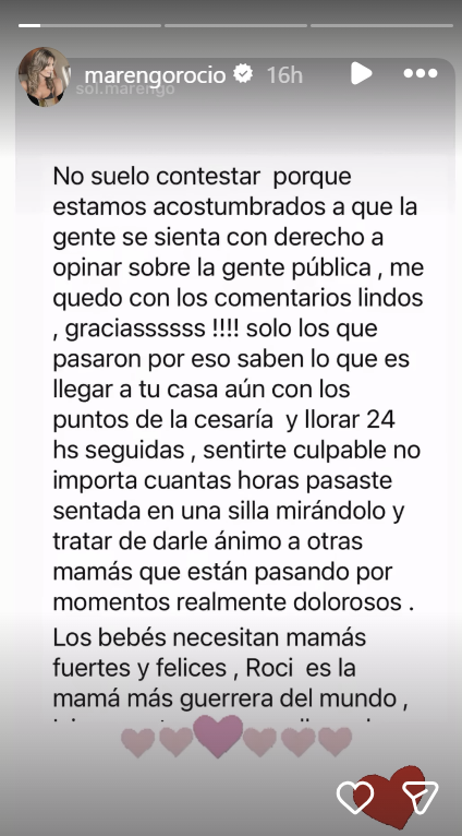 De las historias de Rocío Marengo | Fuente: Instagram/marengorocio