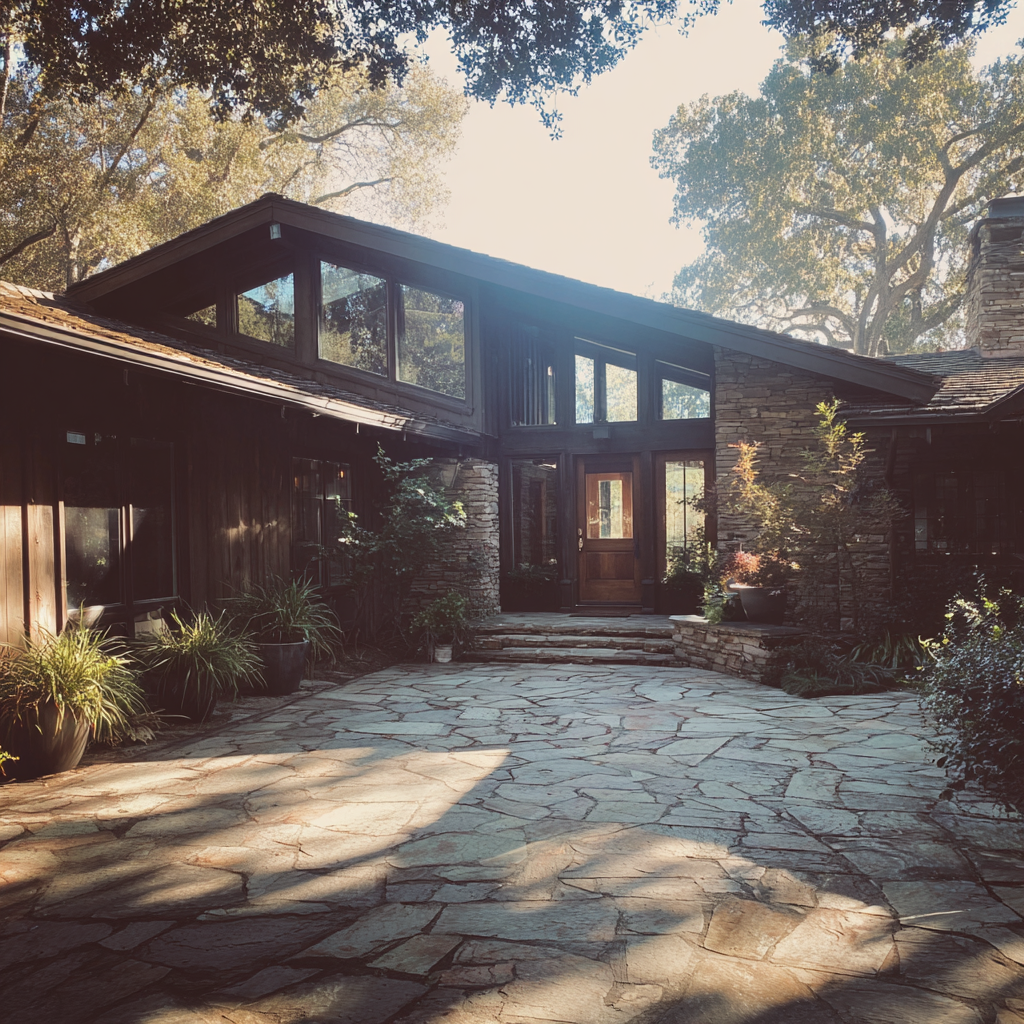 El exterior de una casa rancho | Fuente: Midjourney