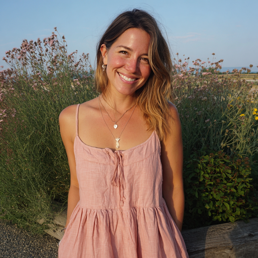 Una mujer sonriente en el exterior | Fuente: Midjourney