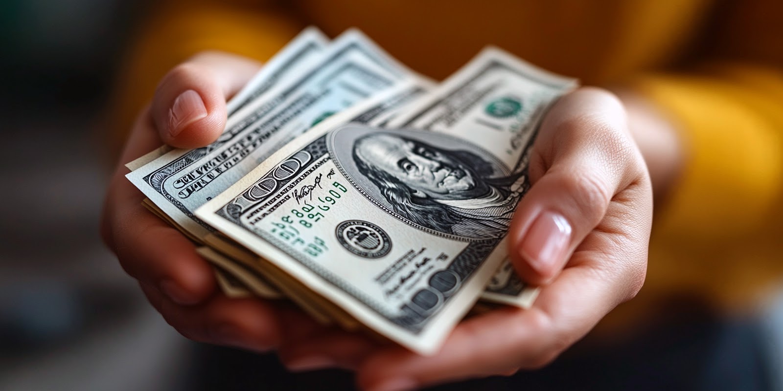 La mujer sostiene dinero | Fuente: Midjourney