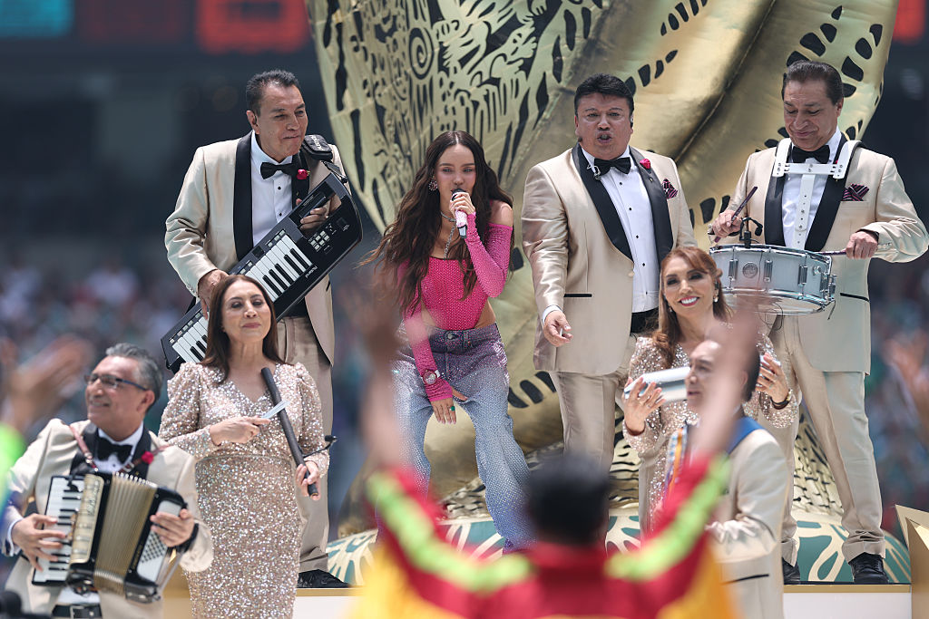 Belinda actúa durante la ceremonia de apertura previa al partido del Grupo A de la Copa Mundial de la FIFA 2026 entre México y Sudáfrica en el Estadio de la Ciudad de México el 11 de junio de 2026 en la Ciudad de México, México. | Fuente: Getty Images