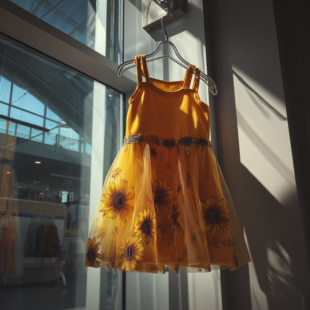 El vestido amarillo girasol de una niña | Fuente: Midjourney