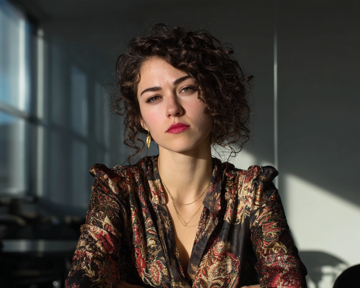 Una mujer con una blusa de seda | Fuente: Midjourney