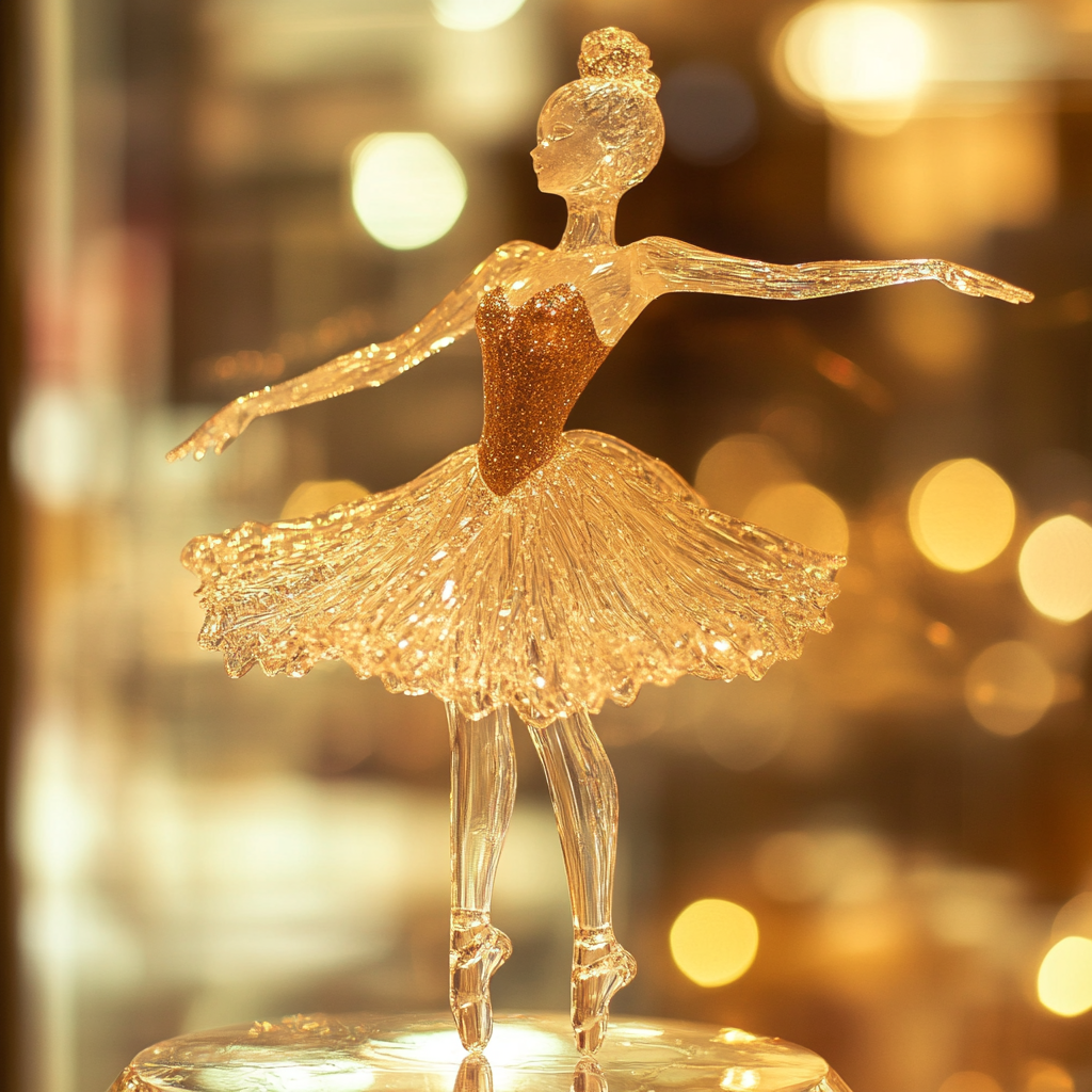 Una figura de bailarina de cristal en el escaparate de una tienda | Fuente: Midjourney