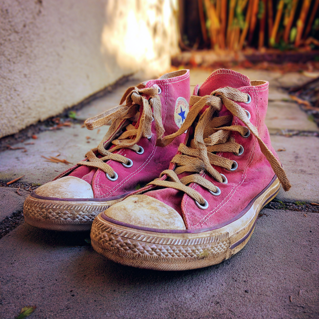 Un par de viejas zapatillas rosas | Fuente: Midjourney