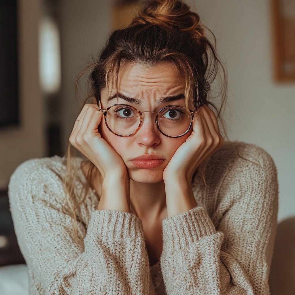 Una mujer sentada en casa de su abuela | Fuente: Midjourney