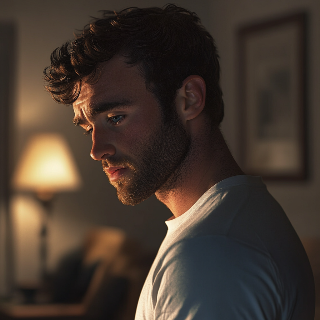 Un hombre emocionalmente abrumado | Fuente: Midjourney