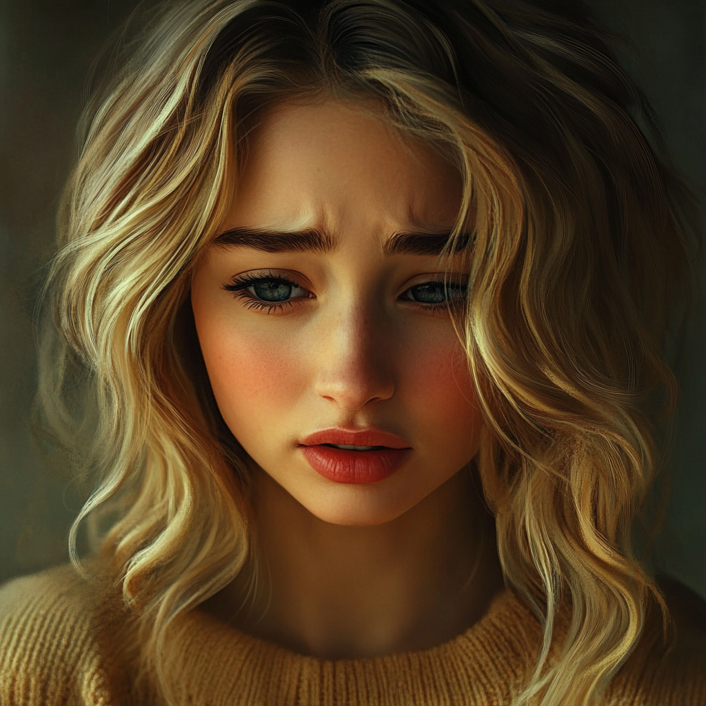 Una joven triste | Fuente: Midjourney